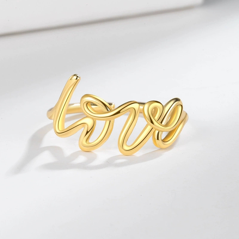 Minimalist Ring Stackable - LOVE Letter Open Ring Minimalist Adjustable