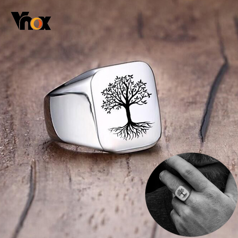 Mens Signet Ring - Vnox Rock Punk Tree Of Life