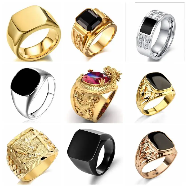 Mens Signet Ring - Signet Square Finger Rings For Men