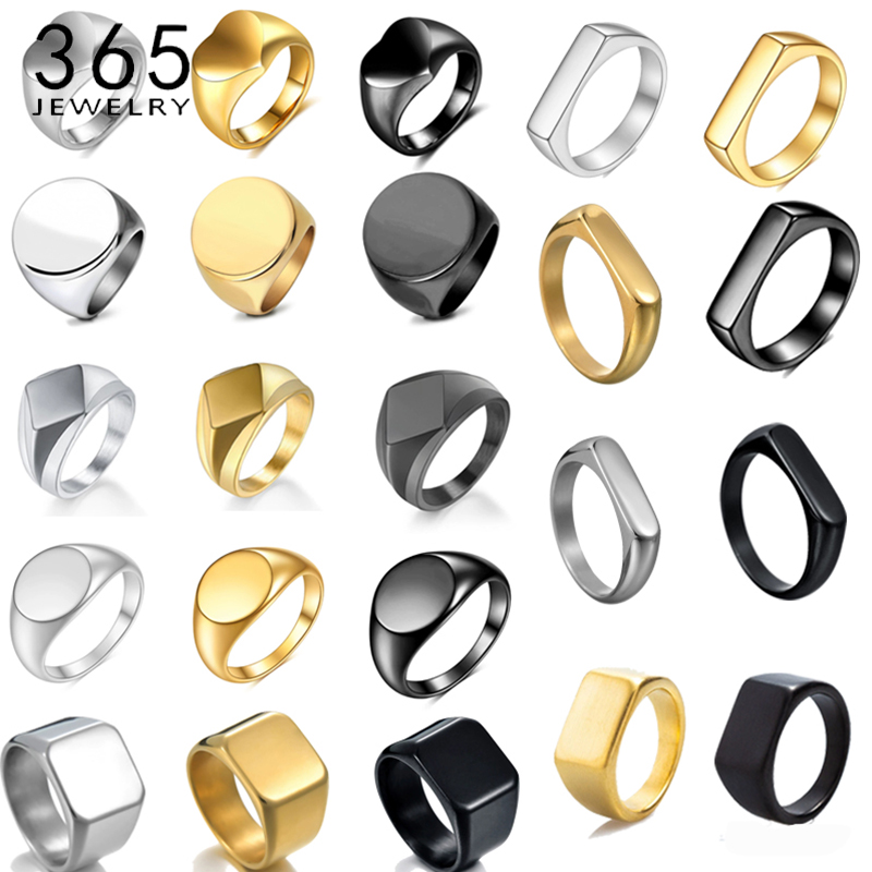Mens Signet Ring - 365 Stainless Steel Punk Rock Smooth