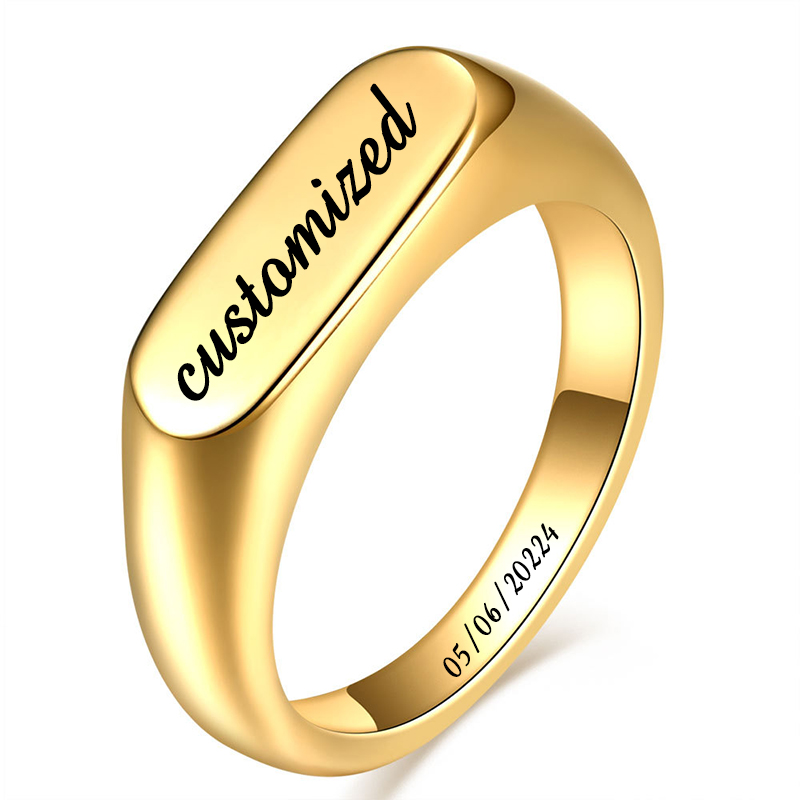 Customizable Stainless Steel S - Mens Signet Ring recension och pris