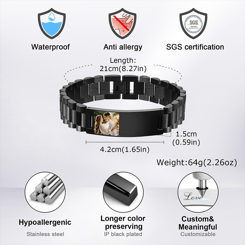Custom Picture Text Bracelet W - Jewelry Watches Men recension och pris