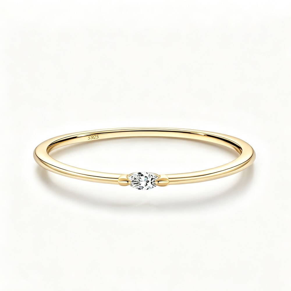 Marquise Cut D VVS1 Moissanite - Minimalist Ring Stackable recension och pris