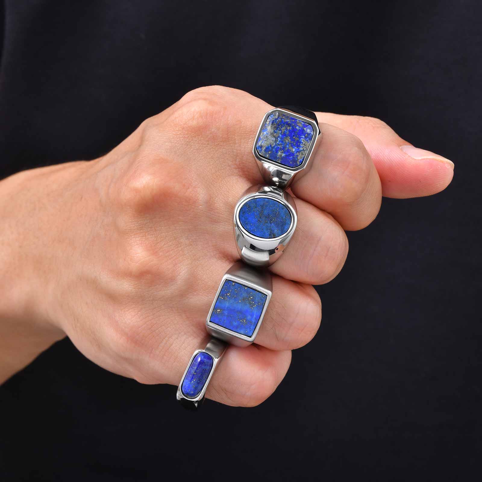 Classic Fashion Blue Natural S - Mens Signet Ring recension och pris