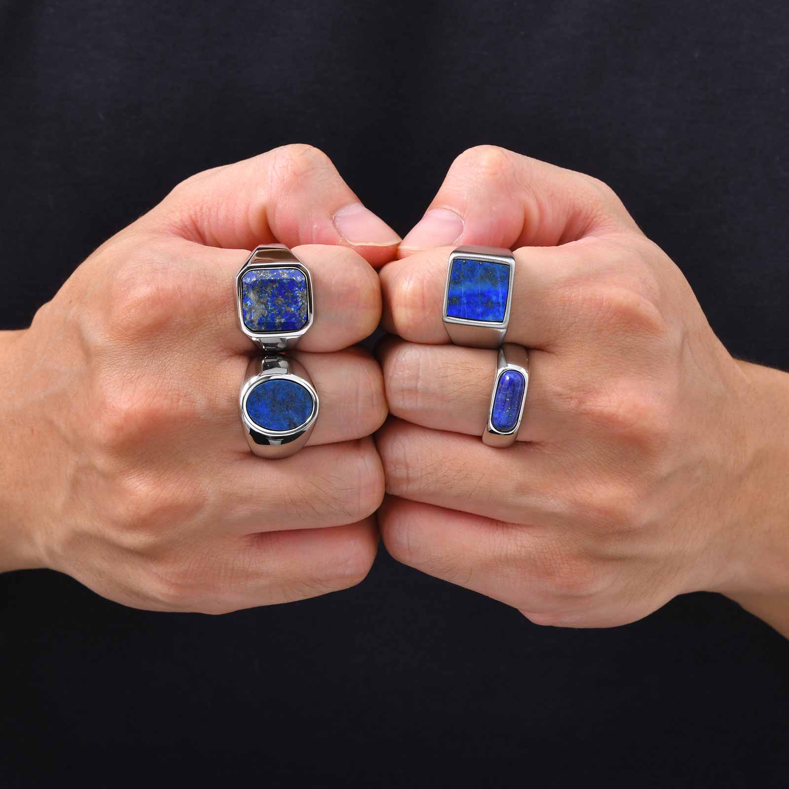 Classic Fashion Blue Natural S - Mens Signet Ring recension och pris