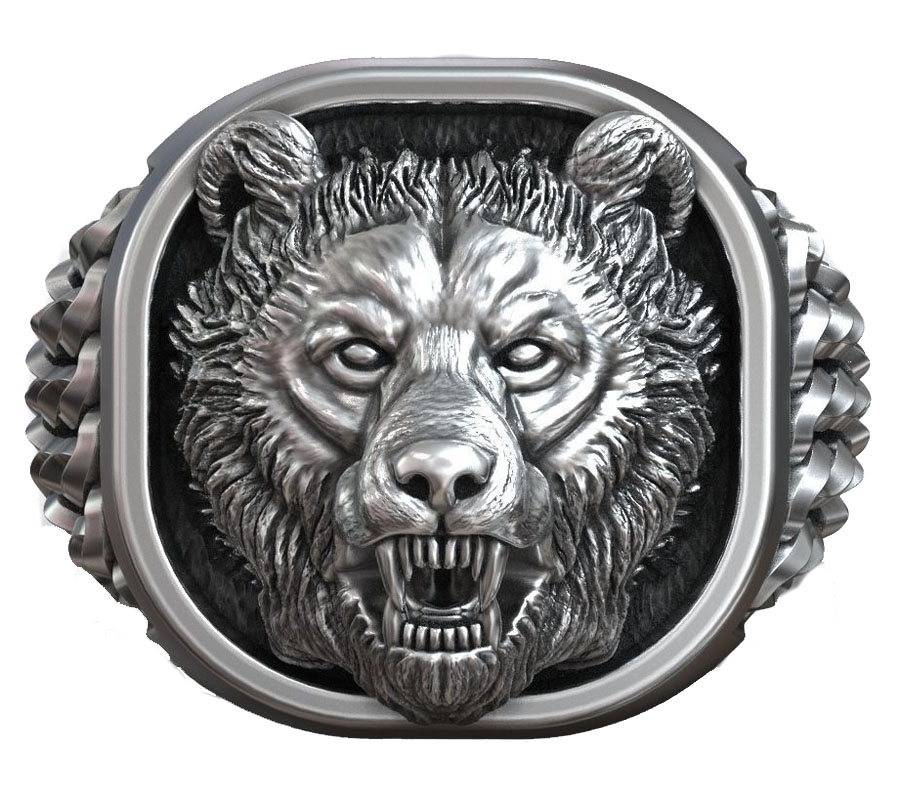 22g Viking Bear Head Nordic Or - Mens Signet Ring recension och pris