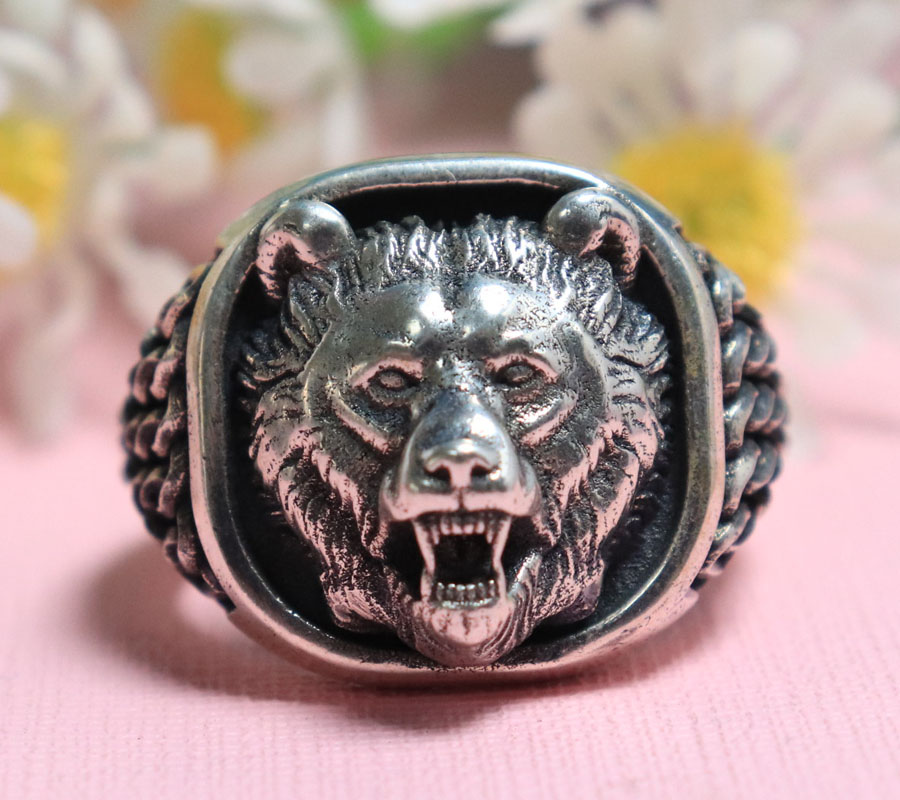 22g Viking Bear Head Nordic Or - Mens Signet Ring recension och pris