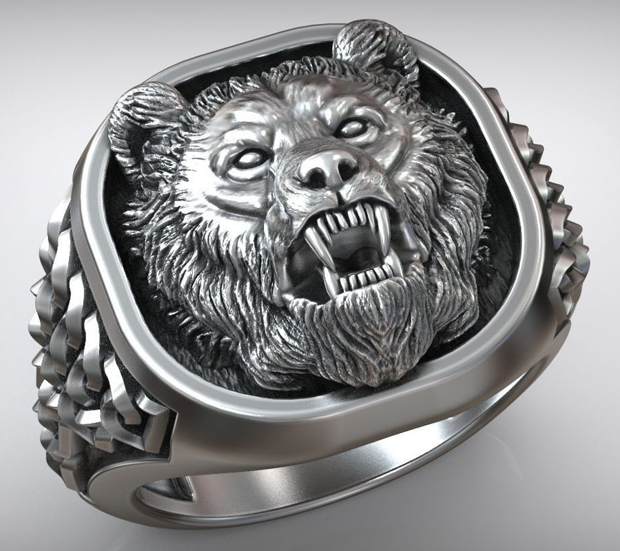 22g Viking Bear Head Nordic Or - Mens Signet Ring recension och pris