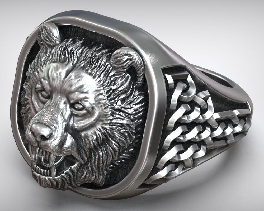 22g Viking Bear Head Nordic Or - Mens Signet Ring recension och pris