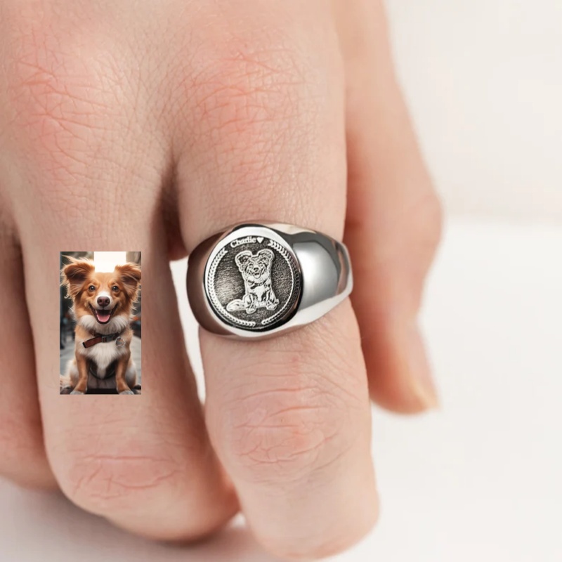 Custom Engrave Photo Signet Ri - Mens Signet Ring recension och pris