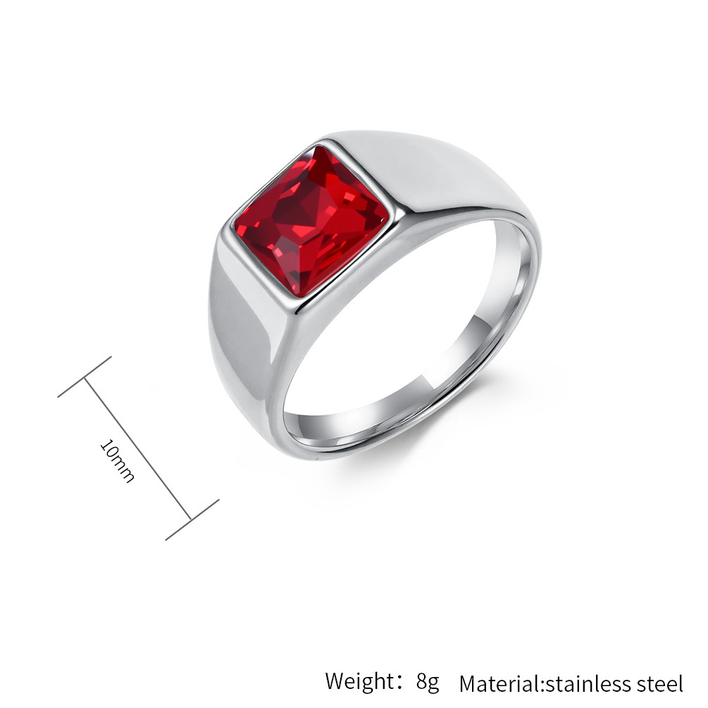 Stainless Steel Shinny Zircon  - Mens Signet Ring recension och pris