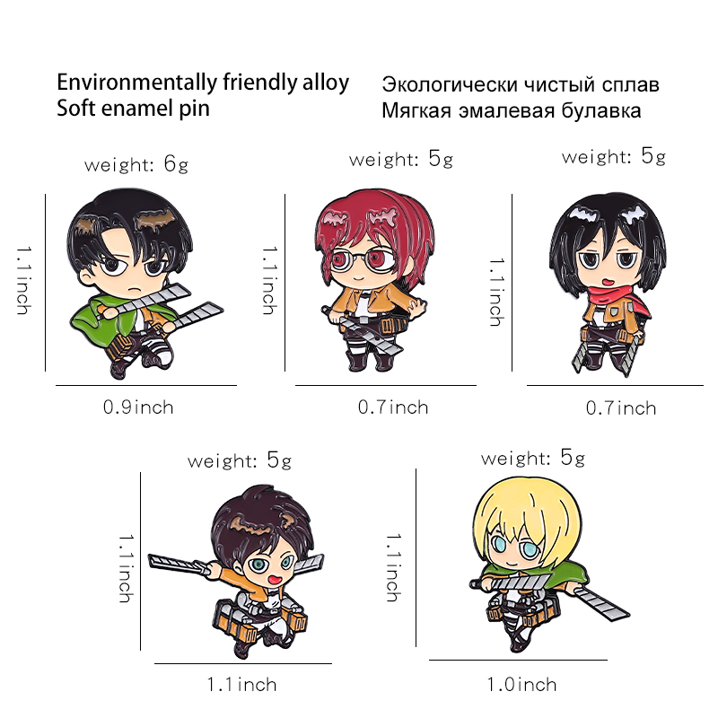 Chibi Enamel Pins Custom Eren  - Levi Jewelry & Watches Inc recension och pris