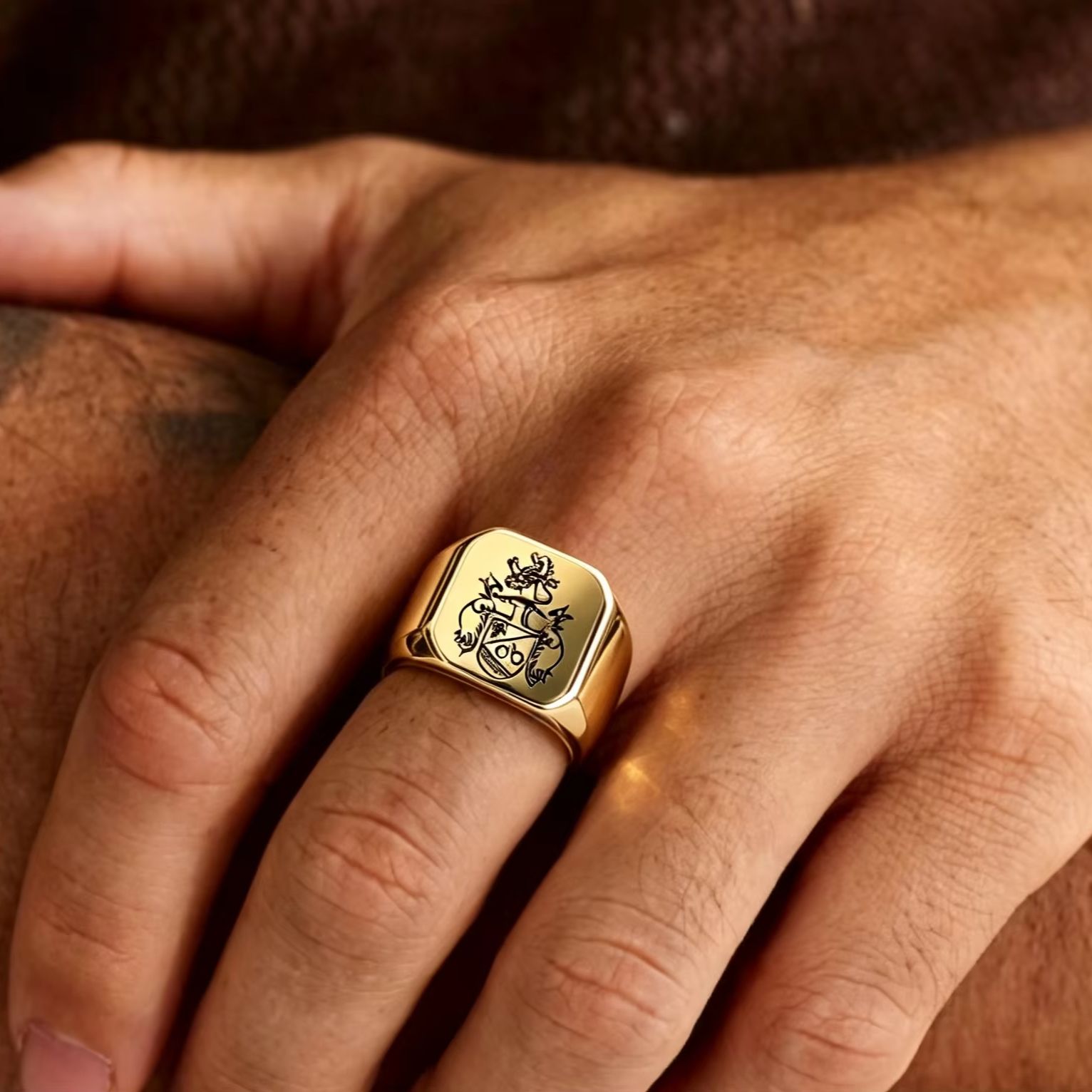 Custom Family Crest Signet Rin - Mens Signet Ring recension och pris
