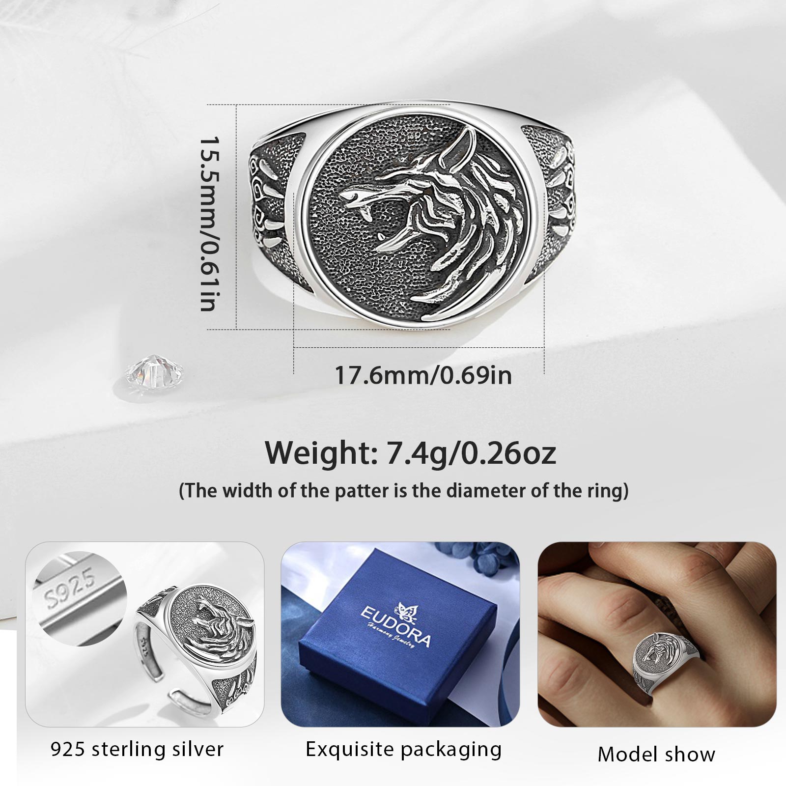 Eudora 925 Sterling Silver Vik - Wolf Jewelry & Watches Tampa Reviews recension och pris