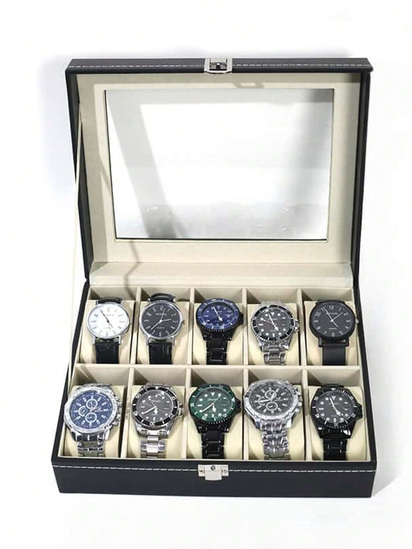 Leather Watch Box with Lock, L - Jewelry Watches Men recension och pris