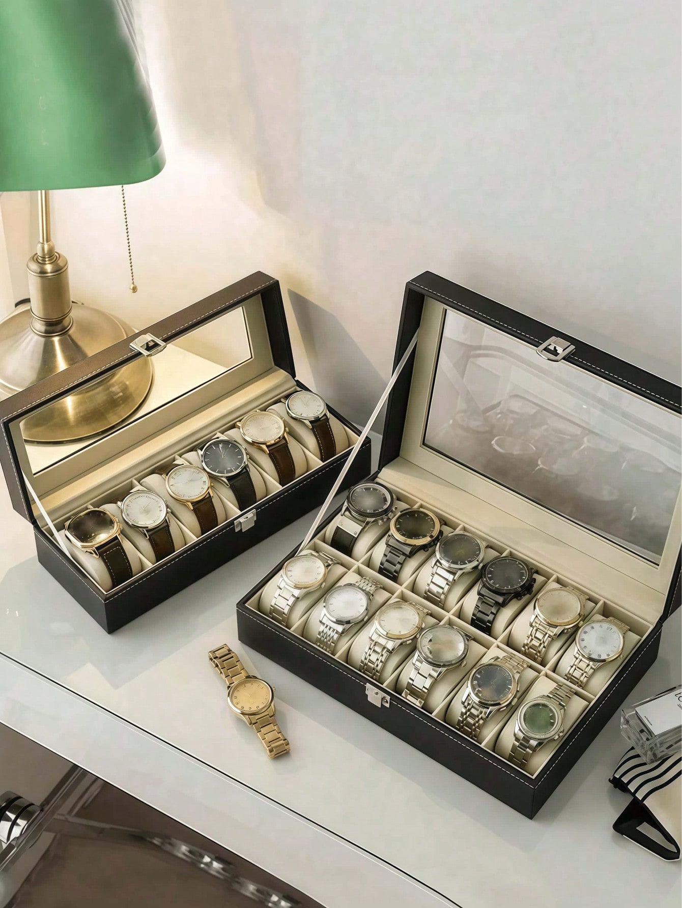 Leather Watch Box with Lock, L - Jewelry Watches Men recension och pris