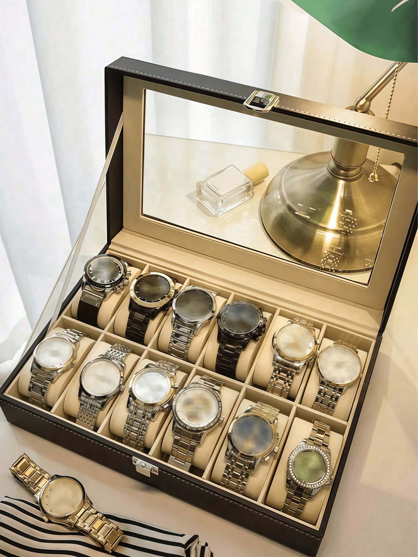Leather Watch Box with Lock, L - Jewelry Watches Men recension och pris