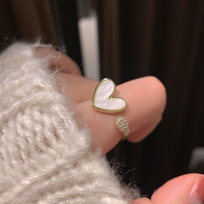 Geometric Heart Ring Adjustabl - Minimalist Ring Stackable recension och pris