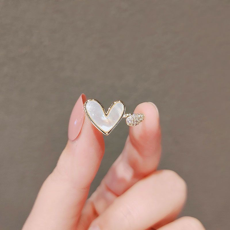 Geometric Heart Ring Adjustabl - Minimalist Ring Stackable recension och pris