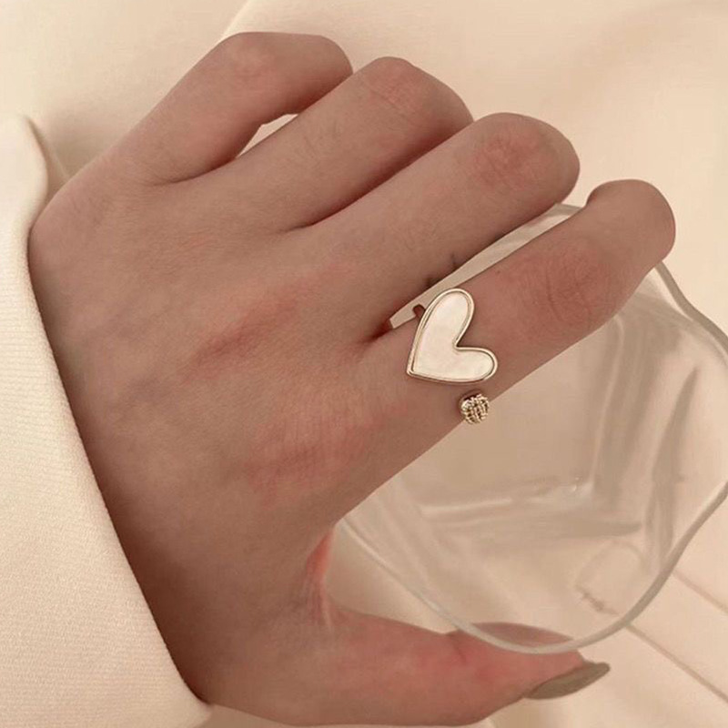 Geometric Heart Ring Adjustabl - Minimalist Ring Stackable recension och pris