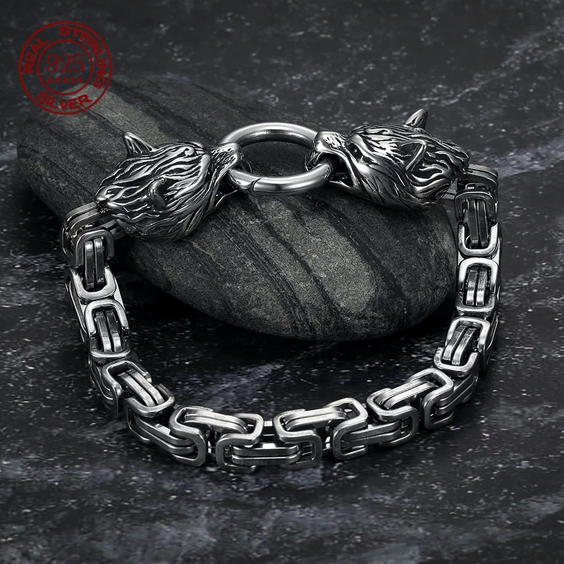 S925 Sterling Silver Double Wo - Wolf Jewelry & Watches Tampa Reviews recension och pris