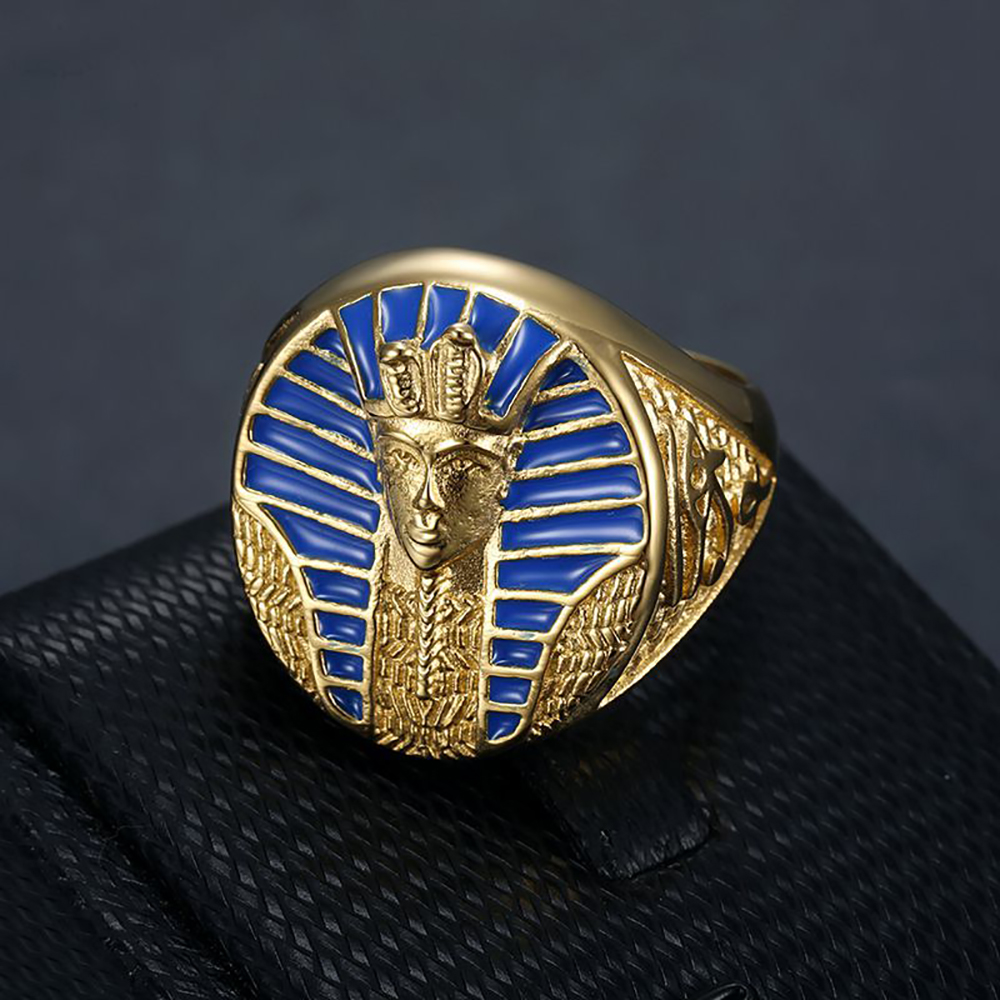 Hip Hop Rock Gold Color Egypti - Mens Signet Ring recension och pris