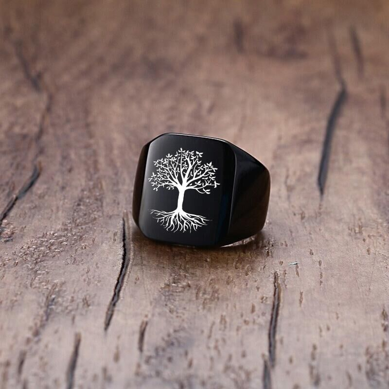 Vnox Rock Punk Tree Of Life Si - Mens Signet Ring recension och pris