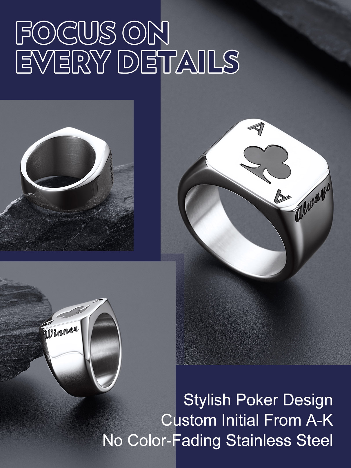 U7 Customized Square Rectangle - Mens Signet Ring recension och pris