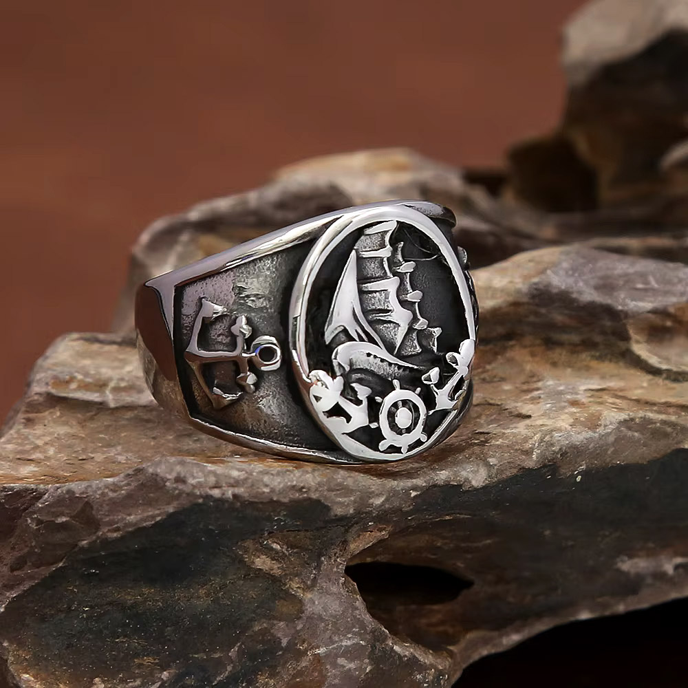 Vintage Nautical Nordic Sailbo - Mens Signet Ring recension och pris