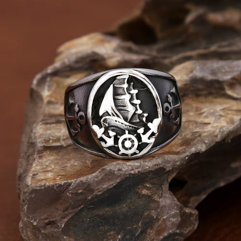 Vintage Nautical Nordic Sailbo - Mens Signet Ring recension och pris