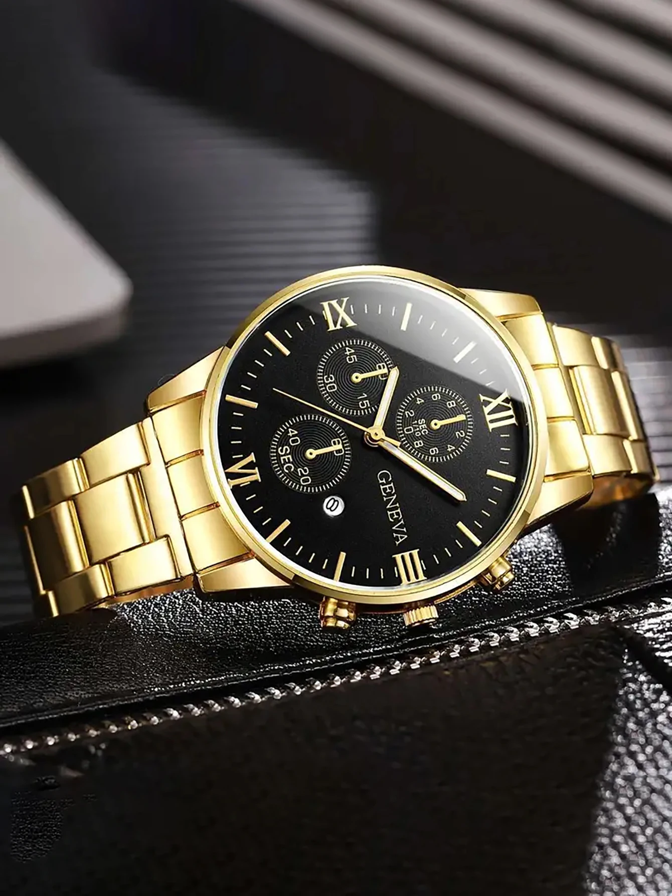 2. Fashion Men Gold‑Tone Busin - Jewelry Smart Watches recension och pris