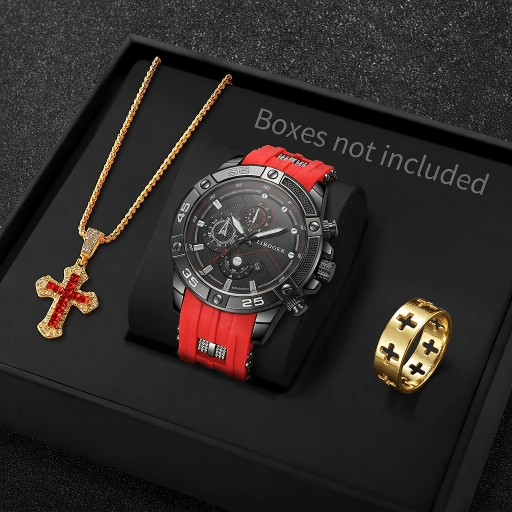 3PCS Fashion Male Sports Watch - Mystery Jewelry Jar Watches recension och pris