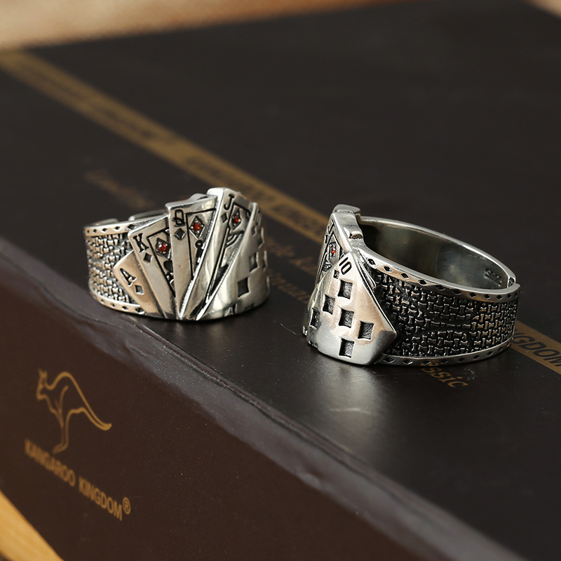 Fashion playing cards creative - Sterling Silver Ring recension och pris